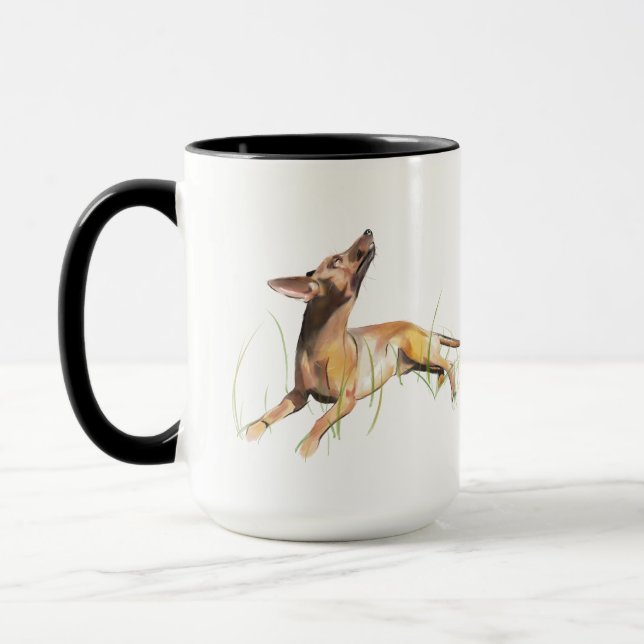 Miniature Pinscher Mugg, Hundmamma Kaffe Mugg (Vänster)