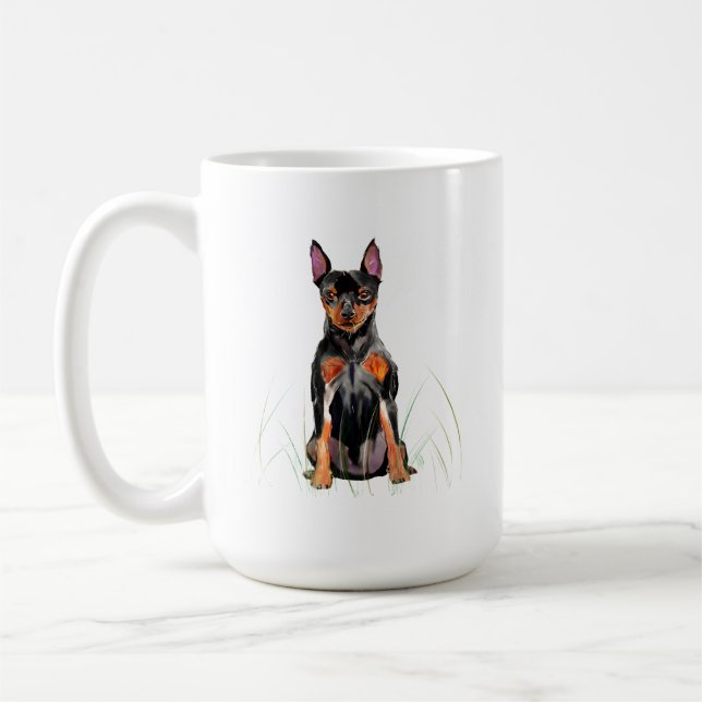 Miniature Pinscher Mugg, Min Pin Hundkaffe Kaffemugg (Vänster)