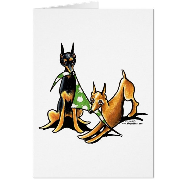 Miniature Pinscher n Apples Hälsningskort (Framsidan)