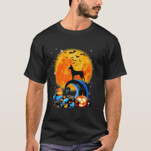 Miniature Pinscher och Gult Måne Halloween Funny T Shirt