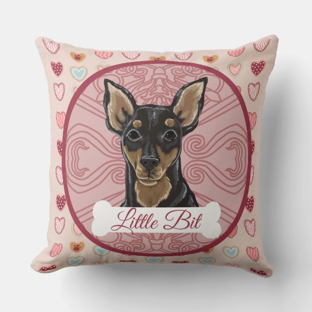 Miniature Pinscher Personalize Pillow Kudde (Framsida)
