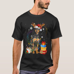 Miniature Pinscher Reindeer jul Ljus Funny T Shirt