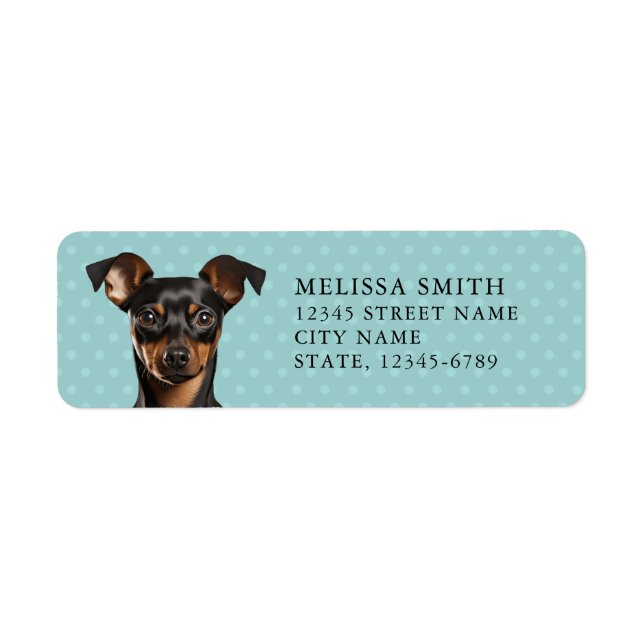 Miniature Pinscher Return Address Label Returadress Etikett (Framsidan)
