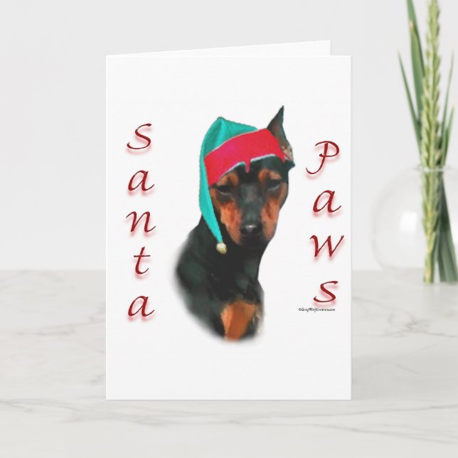 Miniature Pinscher Santa Tassar Helgkort (Framsida)
