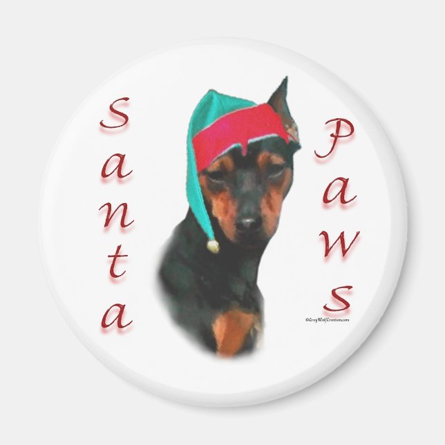 Miniature Pinscher Santa Tassar Magnet (Framsidan)
