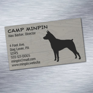 Miniature Pinscher Silhouette MinPin Wood Stil Magnetiska Visitkort