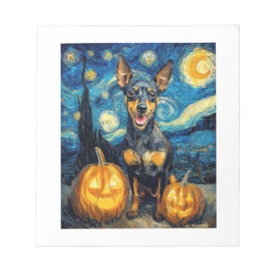 Miniature Pinscher Söt Hund Halloween Jack O Lante Anteckningsblock