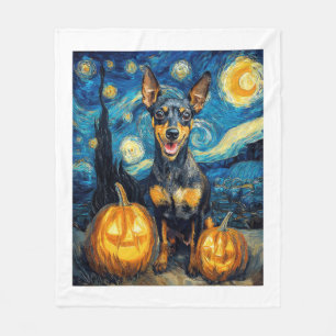 Miniature Pinscher Söt Hund Halloween Jack O Lante Fleecefilt
