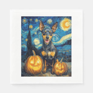 Miniature Pinscher Söt Hund Halloween Jack O Lante Pappersservett