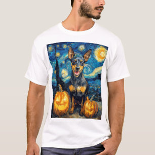 Miniature Pinscher Söt Hund Halloween Jack O Lante T Shirt