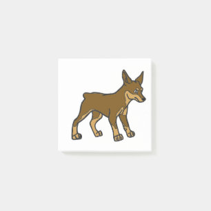 miniature pinscher tecknad choklad och tan post-it block