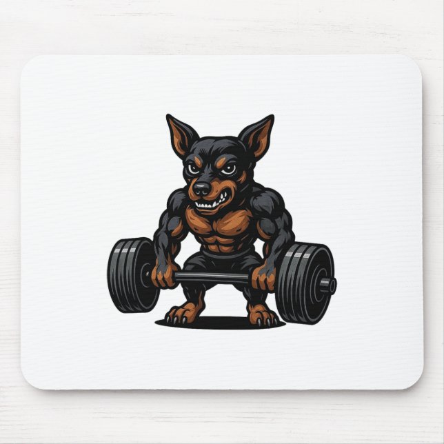 Miniature Pinscher Tyngdlyftning Bodybuilder Worko Musmatta (Framsidan)