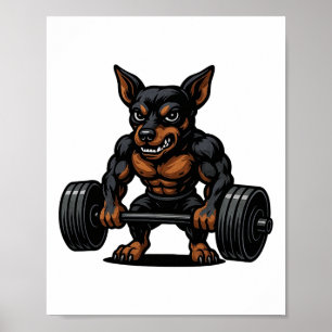 Miniature Pinscher tyngdlyftning kroppsbyggare Wor Poster
