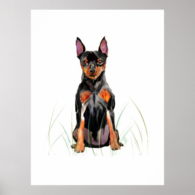 Miniature Pinscher Väggkonstaffisch, Min Pin Tryck (Framsidan)