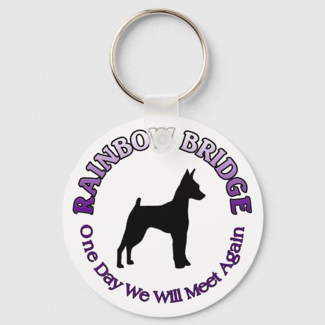 MINIATURE PISCHER MIN PIN RAINBOW BRIDGE KEYCHAIN NYCKELRING (Framsida)