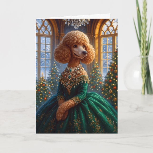 Miniature Poodle Holiday Card Helgkort (Framsida)
