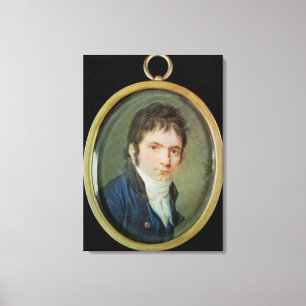 Miniature Porträtt of Ludwig Van Beethoven , 1802 Canvastryck