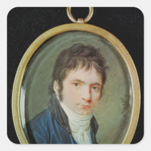 Miniature Porträtt of Ludwig Van Beethoven , 1802 Fyrkantigt Klistermärke