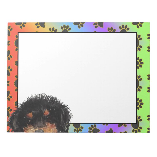 Miniature Pudel färglös hund tass mönster Anteckningsblock (Framsida)