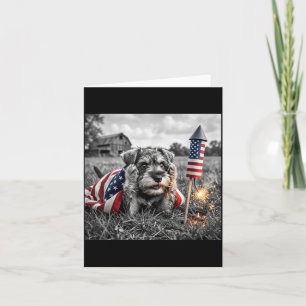 Miniature Schnauzer Amerikansk Amerikansk Flagga 2 Kort