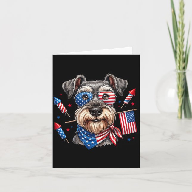 Miniature Schnauzer Amerikansk flagg minnesdagen Kort (Framsida)