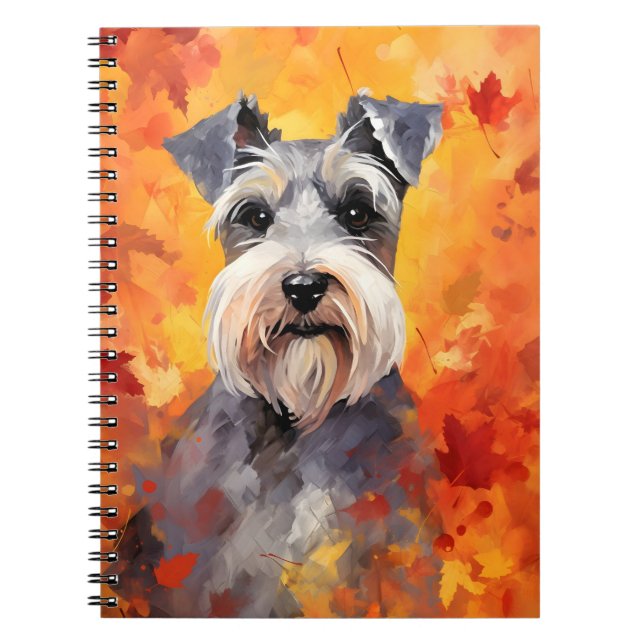 Miniature Schnauzer Autumn Thanksgiving Anteckningsbok (Framsidan)
