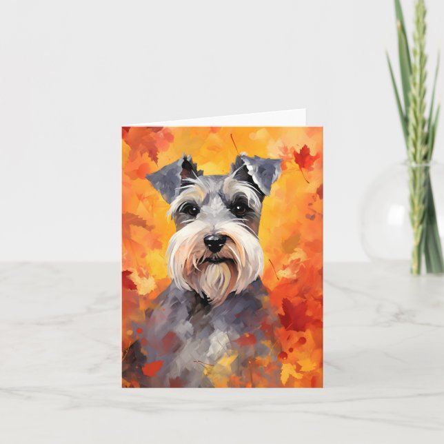 Miniature Schnauzer Autumn Thanksgiving Kort (Framsida)