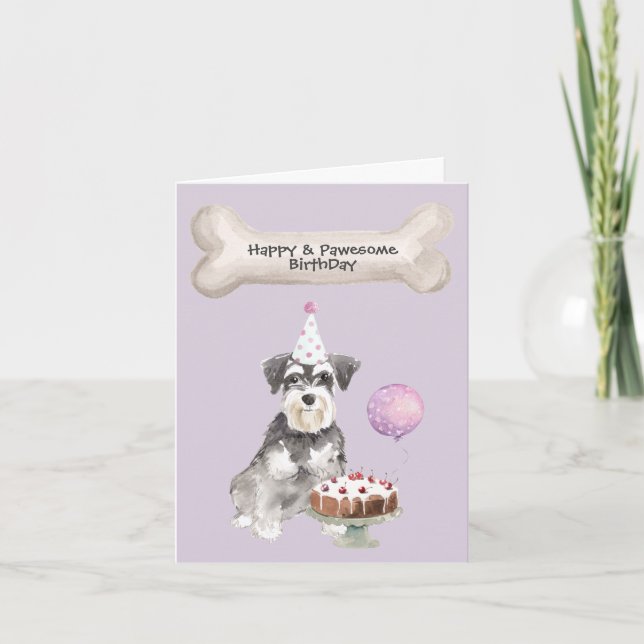 Miniature Schnauzer Birthday Cake Helgkort (Framsida)