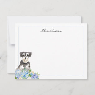 Miniature Schnauzer Blue Hydrangea Personlig Anteckningskort