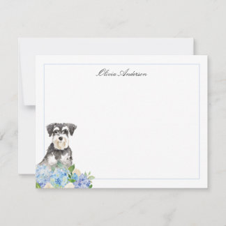 Miniature Schnauzer Blue Hydrangea Personlig Anteckningskort