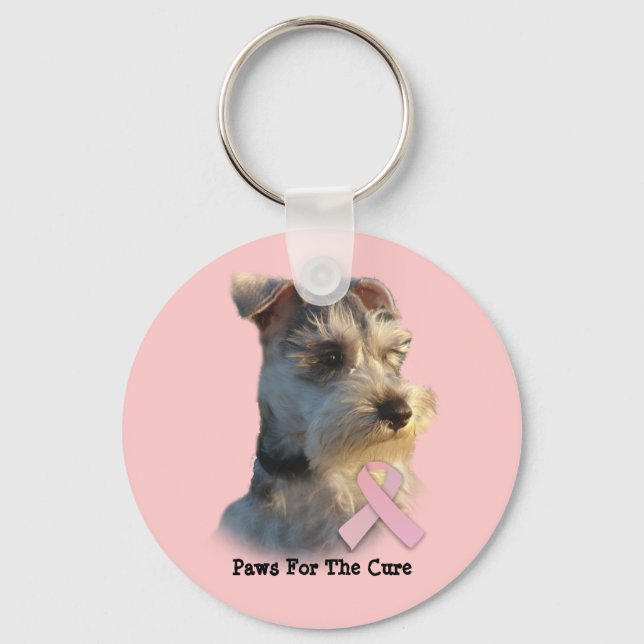 Miniature Schnauzer Breast Cancer Keychain Nyckelring (Framsida)
