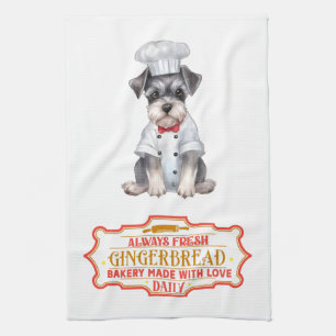 Miniature Schnauzer Chef Baking Gingerbröd Kökshandduk