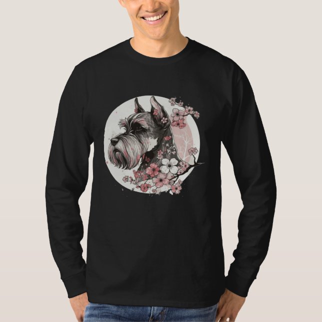 Miniature Schnauzer Cherry Blossom Dog Breed Japan T Shirt (Framsida)