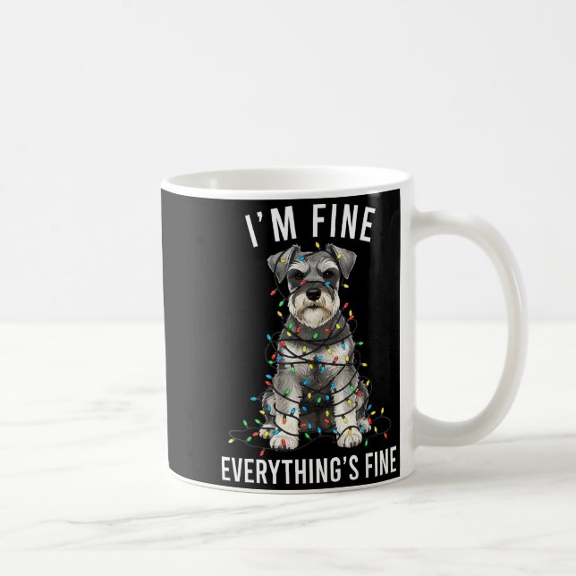 Miniature Schnauzer Christmas I'm Fine Everything  Kaffemugg (Höger)