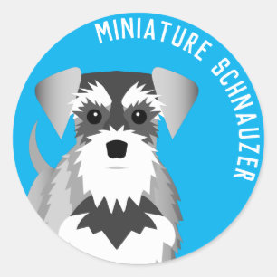 Miniature Schnauzer Cute Tecknad hund Runt Klistermärke