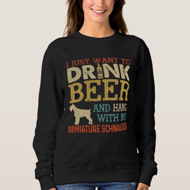 Miniature Schnauzer Dad Drink Beer Hang With Dog   T Shirt (Framsida)