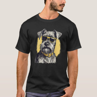 Miniature Schnauzer dog with sunglasses Dog breed  T Shirt