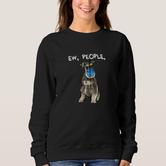 Miniature Schnauzer Ew People Hund Wearing Ansikte T Shirt (Framsida)