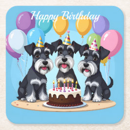 Miniature Schnauzer Födelsedagsfest Underlägg Papper Kvadrat