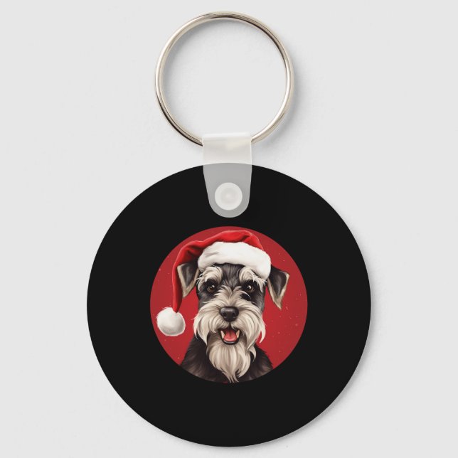 Miniature Schnauzer Funny Julafton Mamma Pappa Hun Nyckelring (Framsida)