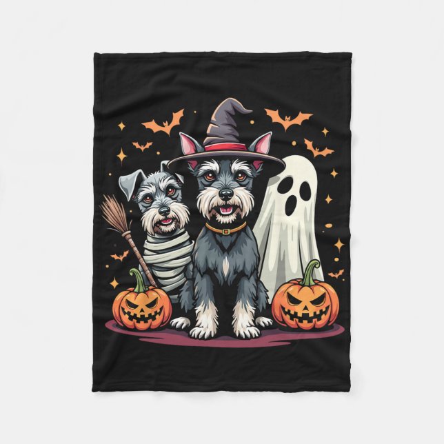 Miniature Schnauzer Halloween Costume Mummy Witch Fleecefilt (Framsidan)
