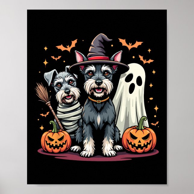 Miniature Schnauzer Halloween Costume Mummy Witch Poster (Framsidan)