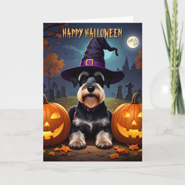 Miniature Schnauzer Halloween Kort (Framsida)