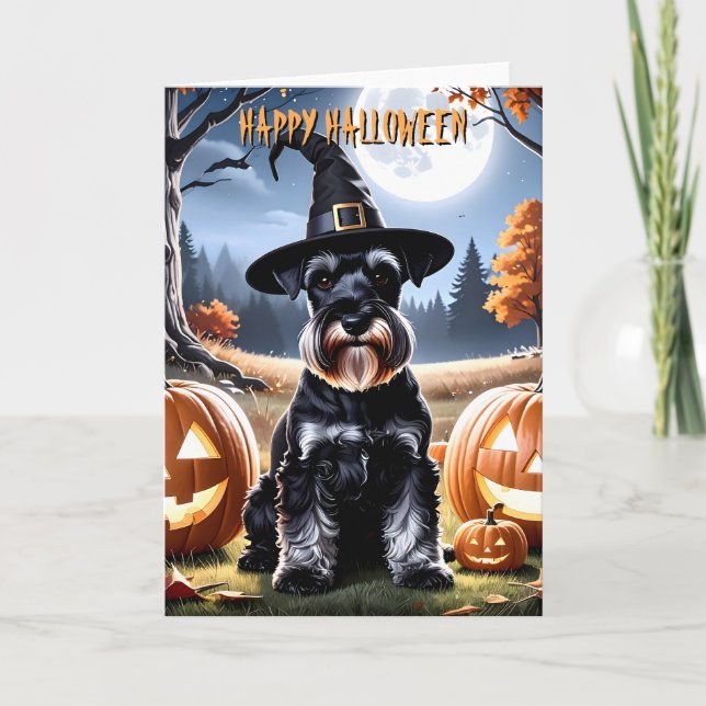 Miniature Schnauzer Halloween Kort (Framsida)