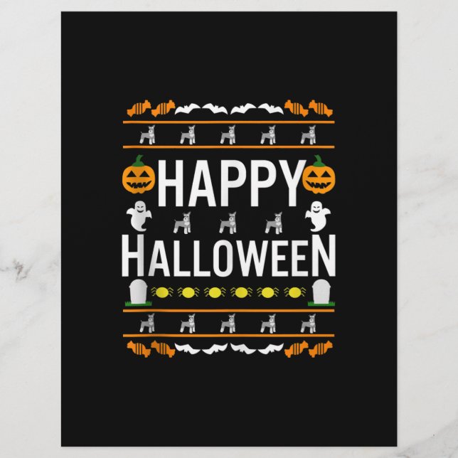 Miniature Schnauzer Halloween Lazy Ugly Costume Brevhuvud (Framsida)
