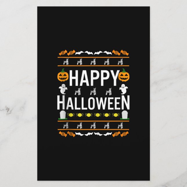 Miniature Schnauzer Halloween Lazy Ugly Costume Brevpapper (Framsida)