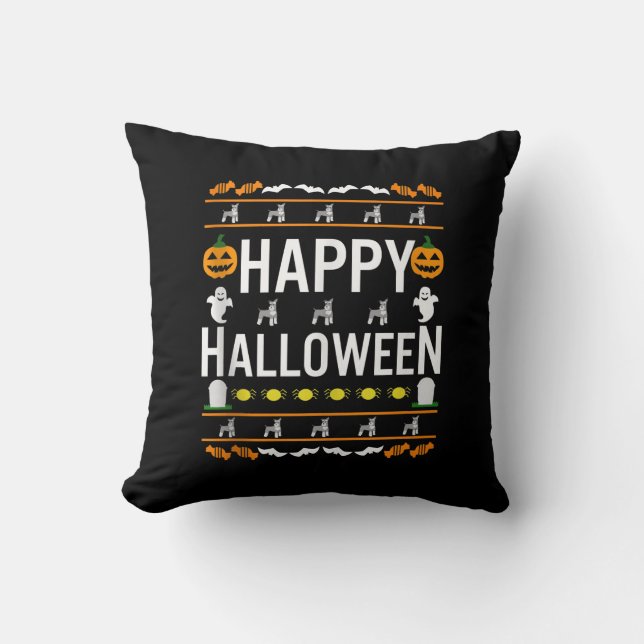 Miniature Schnauzer Halloween Lazy Ugly Costume Kudde (Framsida)