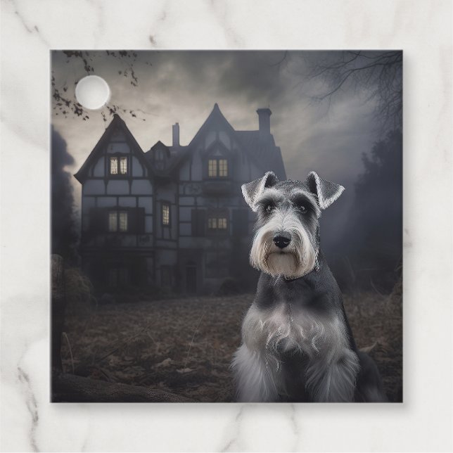 Miniature Schnauzer Halloween Scary Gåvor Etiketter (Framsida)