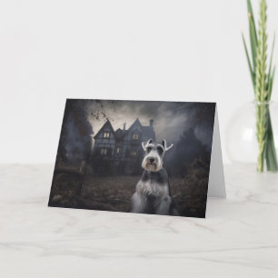 Miniature Schnauzer Halloween Scary Kort