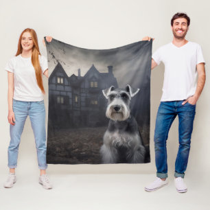 Miniature Schnauzer Halloween Skräckinjagande Fleecefilt